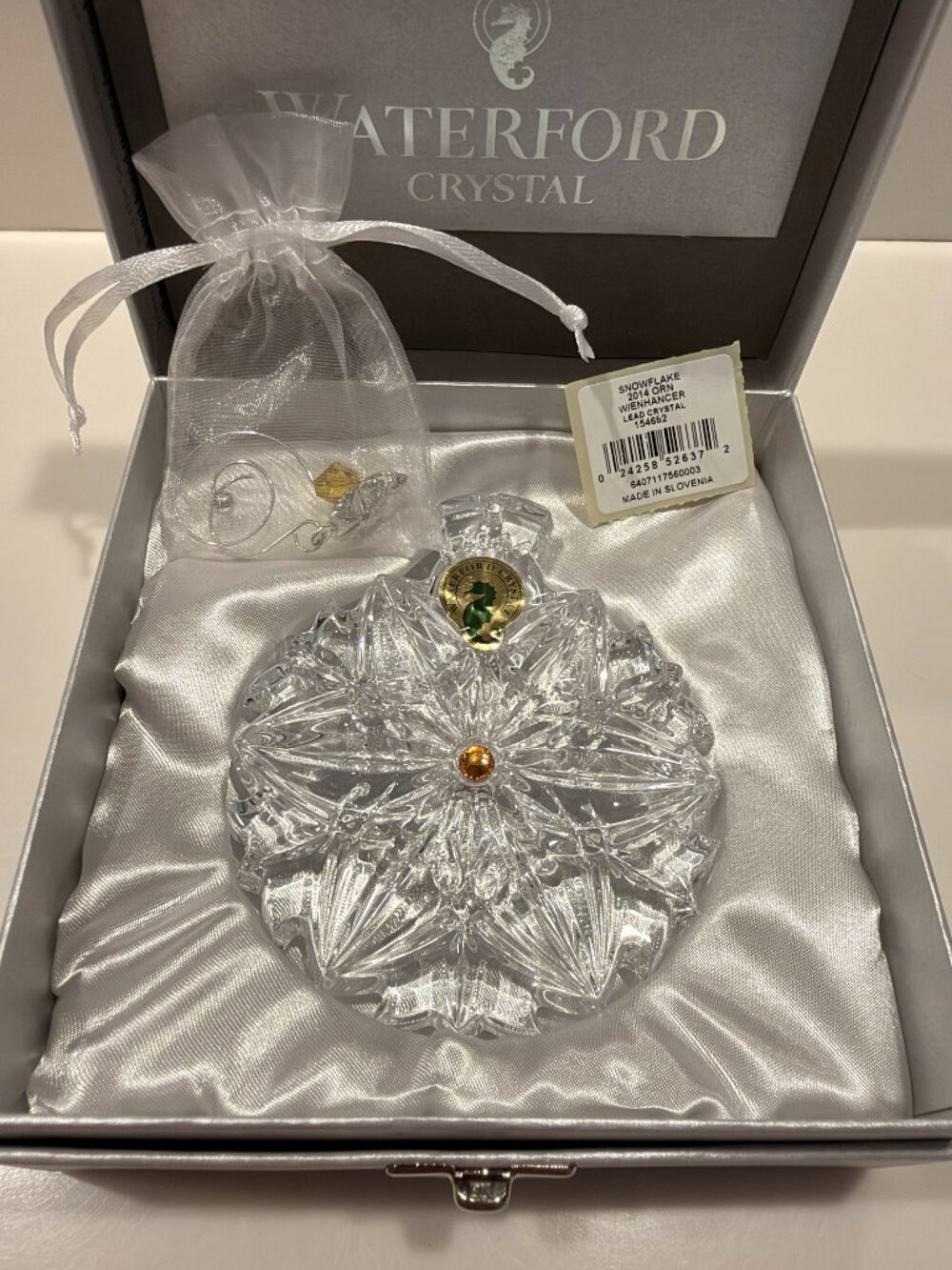 Waterford 2014 Snowflake Wishes Peace Ornament w/ Enhancer New in Box